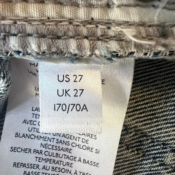 FP We The Free Dogtown Cutoff Bermuda Shorts Blue Denim Baggy Distressed Size 27 - Picture 12 of 14